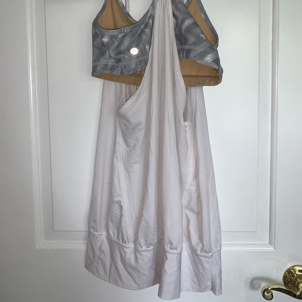 White and grey lululemon tank top